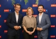 MIPCOM 2024: Roland Weißmann (ORF), Stefanie Groiss-Horowitz (ORF) und Armin Luttenberger (ORF-Enterprise) © Alban Pichon