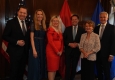 Empfang zum Viennese Opera Ball New York 2026 im österreichischen Generalkonsulat in New York City: Daniel Serafin, Sivia Frieser (BMEIA), Jürgen Czernohorsky (Stadt Wien), Thomas Schlesinger(Generalkonsul), Susanne Keppler-Schlesinger (Austrian Cultural © Charles Wills