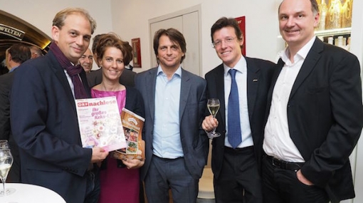 Martin Biedermann, Katja Zinggl-Pokorny, Oliver Böhm und Heinz Mosser feiern 35 Jahre ORF nachlese © ORF/Roman Zach-Kiesling