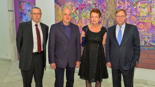 Konrad Paul Liessmann, Hubert Schmalix, Ingried Brugger und Willibald Cernko bei der Ausstellungseröffnung © Oreste Schaller