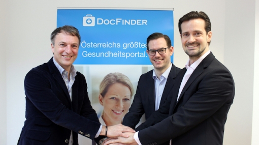 DocFinder vertraut auf austria.com/plus: André Eckert, Claudio Winkler und Gerald Timmerl © Russmedia Digital