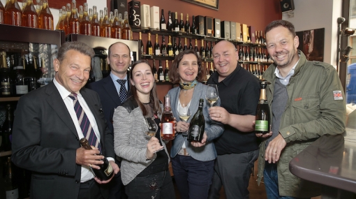 Le Cru feiert zehnten Geburtstag: Rudolf L. Anzenhofer, Sebastian Anzenhofer, Charlotte De Sousa, Chantal Bregeon-Gonet, Geoffrey Orban und Cyril Janisson © Roland Rudolph