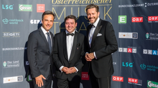 Siegfried Nagl, Karl-Michael Ebner und Harald Mahrer beim Österreichischen Musiktheaterpreis 2018 in der Oper Graz © APA Fotoservice/Arthur Mallaschitz