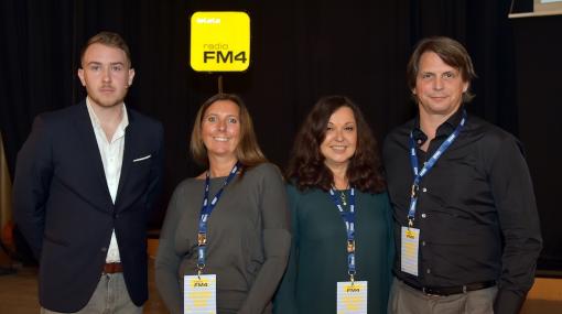 FM4-Futuretalk im ORF RadioKulturhaus: Tristan Horx, Petra Silbermair, Monika Eigensperger, Oliver Böhm © Christian Jobst