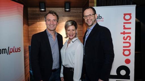 iab austria Happy New Year Get-together 2019 in der Krypt Bar: André Eckert, Alexandra Vetrovsky-Brychta und Stephan Kreissler © iab austria/Christoph Brenneis