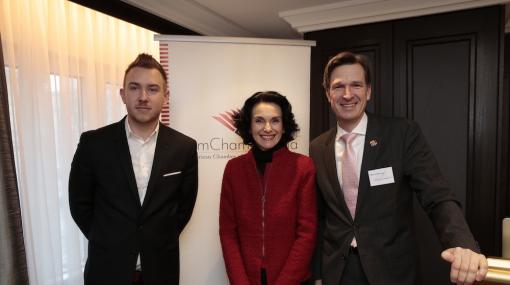 AmCham Talks im Hilton Vienna Plaza: Tristan Horx, Tatjana Oppitz und Martin Brodey © Roland Rudolph