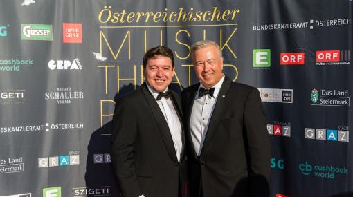 Karl-Michael Ebner und Herbert Lippert beim Österreichischen Musiktheaterpreis © APA-Fotoservice/Mallaschitz