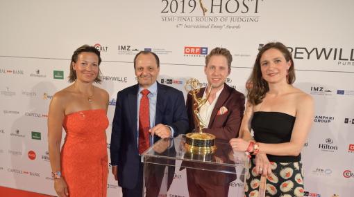 Cocktail Prolongé der International Emmy Awards: Beatrice Cox-Riesenfelder, Burkhard W. R. Ernst, Markus Freistätter und Katharina Jeschke © Christian Jobst