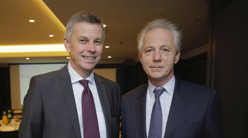 AmCham Talks im Hilton Vienna Plaza (Martin Winkler (Oracle) und Georg Kapsch (Industriellenvereinigung) © Roland Rudolph