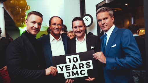 10 Jahre JMC: Gernot Blümel (ÖVP), Ernst Minar (John Harris), Josef Mantl (JMC) und Alfons Haider (Moderator) © Lukas Pichelmann