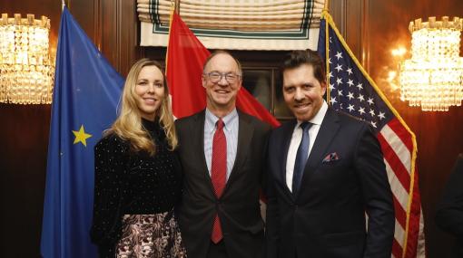 Empfang im österreichischen Generalkonsulat: Silvia Frieser, Helmut Böck und Daniel Serafin © Stefan Joham