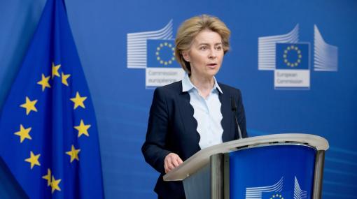 Ursula von der Leyen bei ihrer Ansprache zur COVID-19-Epidemie © European Commission/Etienne Ansotte