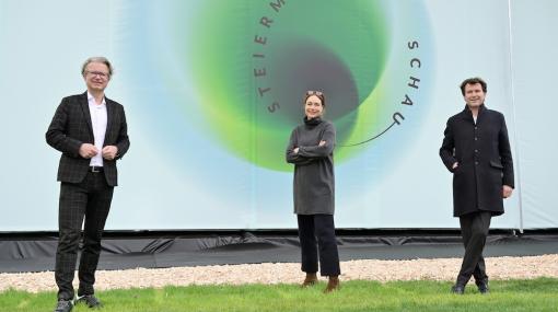 Eröffnung des mobilen Pavillons der STEIERMARK SCHAU: Landesrat Christopher Drexler, Aglaia Szyszkowitz und Alexander Kada © Christian Jobst