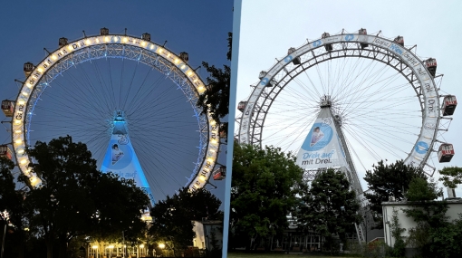 Riesenrad im Drei Österreich Branding © (Werbehelden)