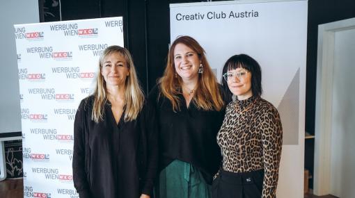 Kick-off für die Initiative "Fair Work" mit dem Ad Girls Club: Helena Luczynski , Isabel Gabor und Lisa Eppel © Mila Zytka