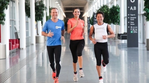 Probelauf für den Indoor Marathon mit Hans Enn und Tanja Duhovich © echo event