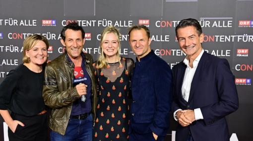 ORF-AWARDS 2025: Stefanie Groiss-Horowitz, Tom Walek, Tina Ritschl, Philipp Hochmair und Roland Weißmann © leisure communications/Christian Jobst