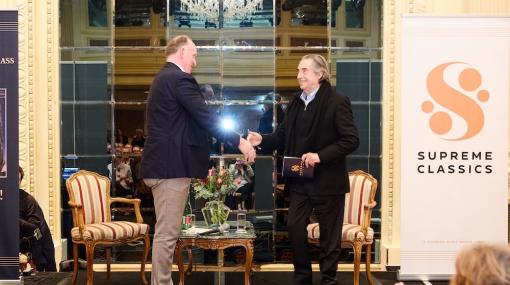 Paul Halwax (Supreme Classics) und Riccardo Muti bei der CD-Präsentation im Grand Hotel Wien © Stefan Burghart