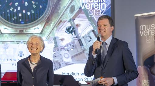 Frühlinglounge des Musikverein Graz bei Steinway & Sons in Wien: Irmgard Griss und Michael Nemeth © Roland Rudolph