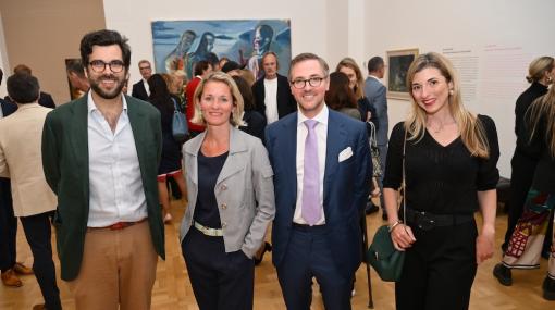 Eröffnung von "MENSCH BERLIN" im Bank Austria Kunstforum Wien: Louis Prinz zu Sayn-Wittgenstein-Sayn (Sayn Consult), Magdalena Hankus (Hankus 3sixty), Sebastian Pflum (Stiftung Kunstforum Berliner Volksbank), Ilona Perrot (Atout France) © Christian Jobst