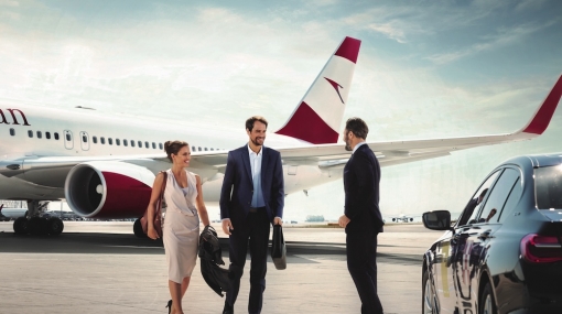 Flughafen Wien VIP Terminal Apron mit Austrian Airlines B767 und Limousine © Flughafen Wien AG