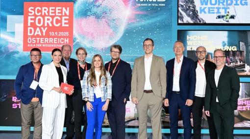Screenforce Day 2025: Oliver Vesper, Conny Kreuter, Walter Zinggl, Susanne Koll, Melanie Gegenleithner, Joerg Rech, Thomas Gruber, Josef Almer, Lukas Scharmbacher und Peter Strutz © Christian Jobst