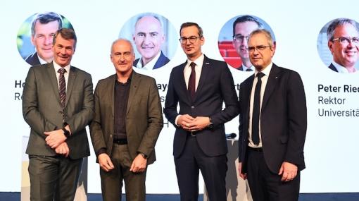 Technology Impact Summit 2025: Horst Bischof (Technische Universität Graz), Heinz Mayer (JOANNEUM RESEARCH), Martin Payer (FH JOANNEUM) und Peter Riedler (Universität Graz) © Hankus3sixty/Christian Mikes