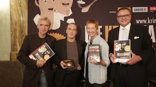 Franz Schubert, Stefan Slupetzky, Eva Rossmann und Maximilian Platzer bei der Pressekonferenz zur Kriminacht 2013 © Stefan Joham