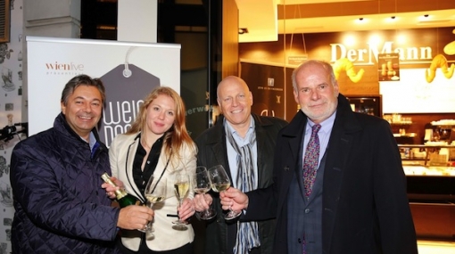 Richard Zahel, Valerie Knoll, Ralph Vallon und Manfred Ainedter präsentieren Wein & Design 2013 © Mirjam Reither