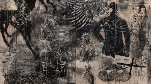 TOMAK. Four Unknown Thoughts, (Öl/Acryl auf Leinwand) 230 x 300 cm, 2013 © Alek Kawka