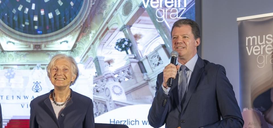 Frühlinglounge des Musikverein Graz bei Steinway & Sons in Wien: Irmgard Griss und Michael Nemeth © Roland Rudolph