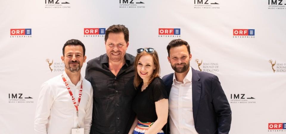 Semifinal Round of Judging International Emmy Awards im Theater an der Wien: Armin Luttenberger (ORF-Enterprise), Daniel Serafin (Oper im Steinbruch) Barbara Palier (Theater an der Wien), Max Beckham-Ortner (IMZ) © Mila Zytka