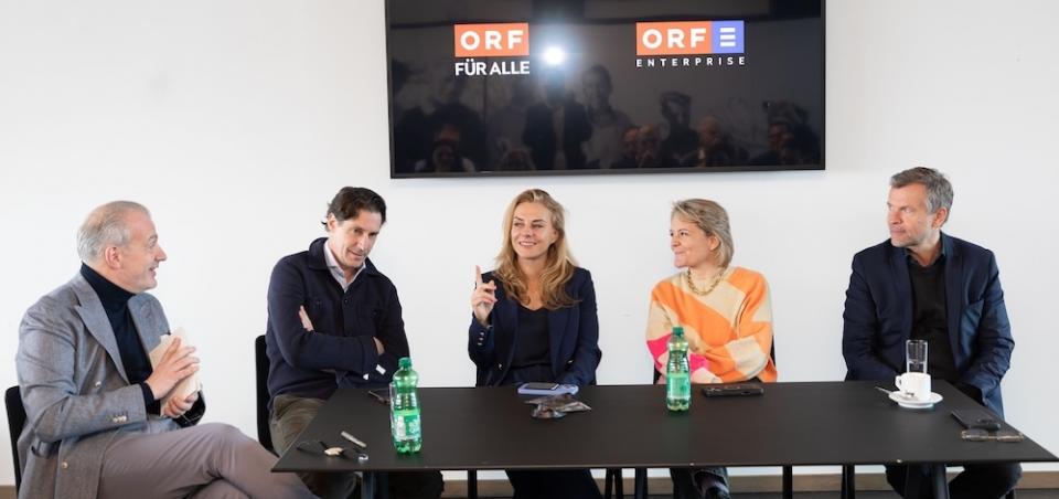 TANKER Panel des Think Tank Filmfestival Kitzbühel: Michael Paul (Paul und Collegen), Moritz von Kruedener (Beta Film), Inga Leschek (RTL), Stefanie Groiss-Horowitz (ORF), Markus Breitenecker © BrauerPhotos/Andreas Kolarik TANKER Panel des Think Tank Filmfestival Kitzbühel: Michael Paul (Paul und Collegen), Moritz von Kruedener (Beta Film), Inga Leschek (RTL), Stefanie Groiss-Horowitz (ORF), Markus Breitenecker © BrauerPhotos/Andreas Kolarik