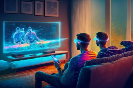 Football Fans with Artificial Intelligence in Front of TV © Adobe Stock